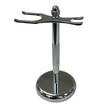 Load image into Gallery viewer, Chrome Shaving Brush and Safety Razor Stand