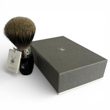 Load image into Gallery viewer, MUHLE Kosmo Fine badger brush. High-grade black resin handle