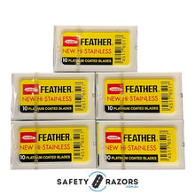 Load image into Gallery viewer, Feather New Hi-Stainless Blades - 5 Packets of 10 blades