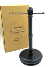 Load image into Gallery viewer, Parker Deluxe Matte Black 2-Prong Razor & Brush Stand