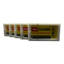 Load image into Gallery viewer, Feather New Hi-Stainless Blades - 5 Packets of 10 blades
