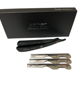 Load image into Gallery viewer, Parker PTABK Adjustable Stainless Black Handle Straight Barber Razor