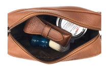 Load image into Gallery viewer, PARKER SADDLE BROWN LEATHER TOILETRY BAG