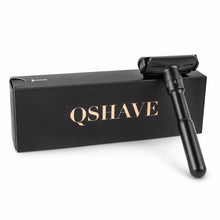 Load image into Gallery viewer, QShave Luxurious BLACK Adjustable Safety Razor and 5 Blades