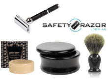 Load image into Gallery viewer, Parker 71R Safety Razor, Wooden Bowl, Soap and Badger Hair Brush
