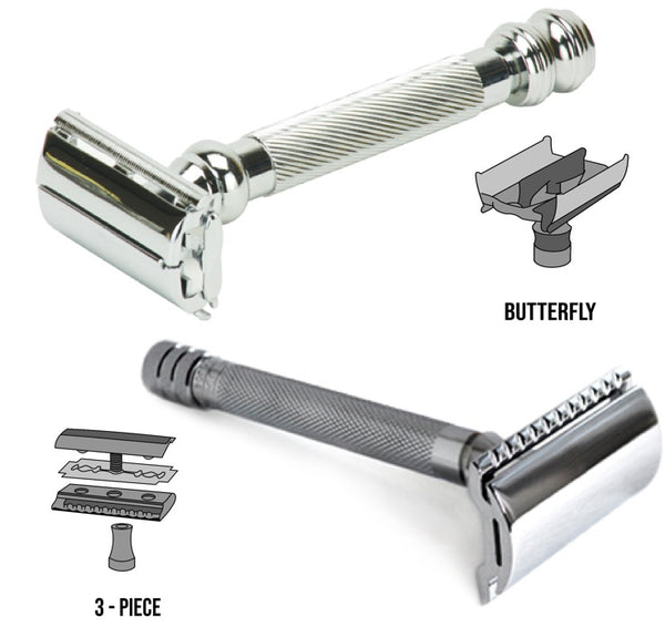 What’s the difference between a Butterfly Opening razor and a Three-Piece Razor?