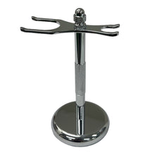 Load image into Gallery viewer, Chrome Shaving Brush and Safety Razor Stand
