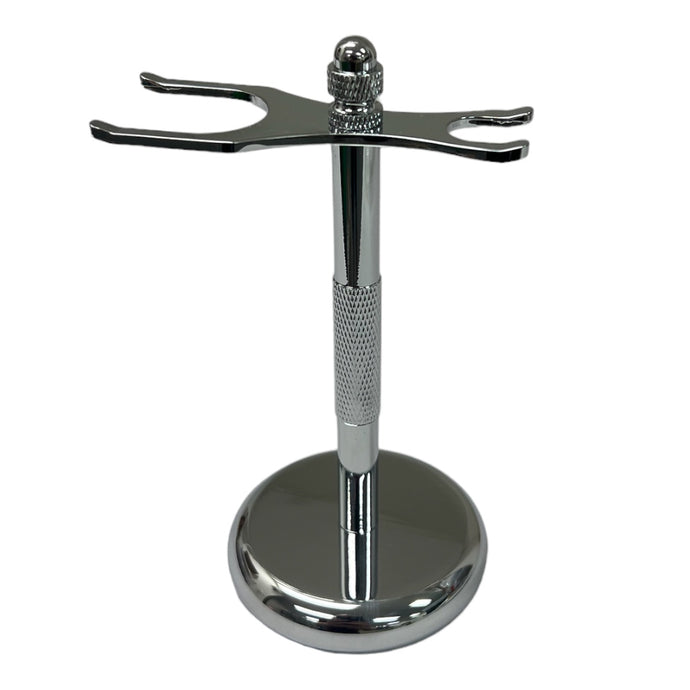 Chrome Shaving Brush and Safety Razor Stand