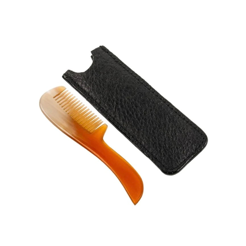 PARKER GENUINE OX HORN MUSTACHE COMB AND CASE