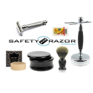 Parker 99R Safety Razor, Blades, Stand, Wooden Bowl, Soap and Badger Hair Brush