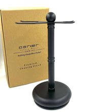 Load image into Gallery viewer, Parker Deluxe Matte Black  2-Prong Razor &amp; Brush Stand

