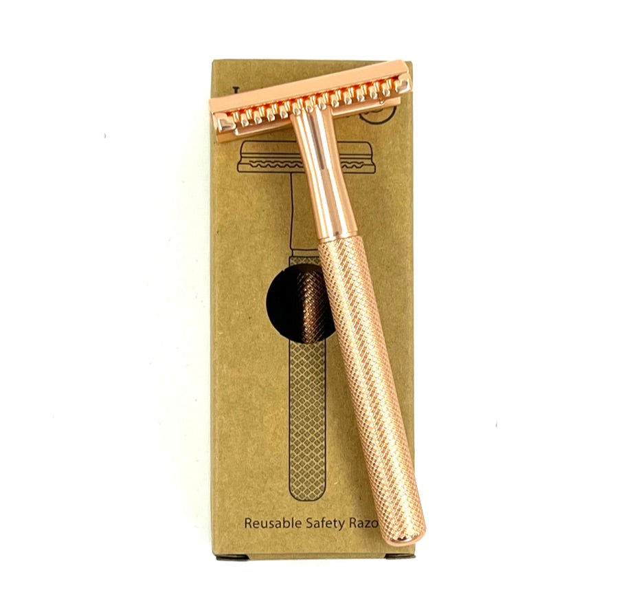 NEW REUSABLE LILVIO BUTTERFLY OPENING DOUBLE EDGE SAFETY RAZOR IN ROSE ...