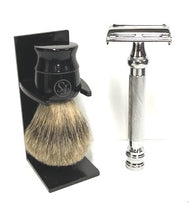 Load image into Gallery viewer, Parker 99R Safety Razor, FS Badger Hair Brush and Stand
