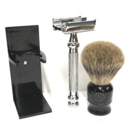 Parker 99R Safety Razor, FS Badger Hair Brush and Stand