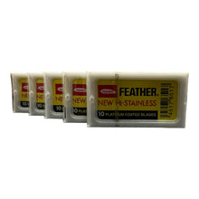 Load image into Gallery viewer, Feather New Hi-Stainless Blades - 5 Packets of 10 blades

