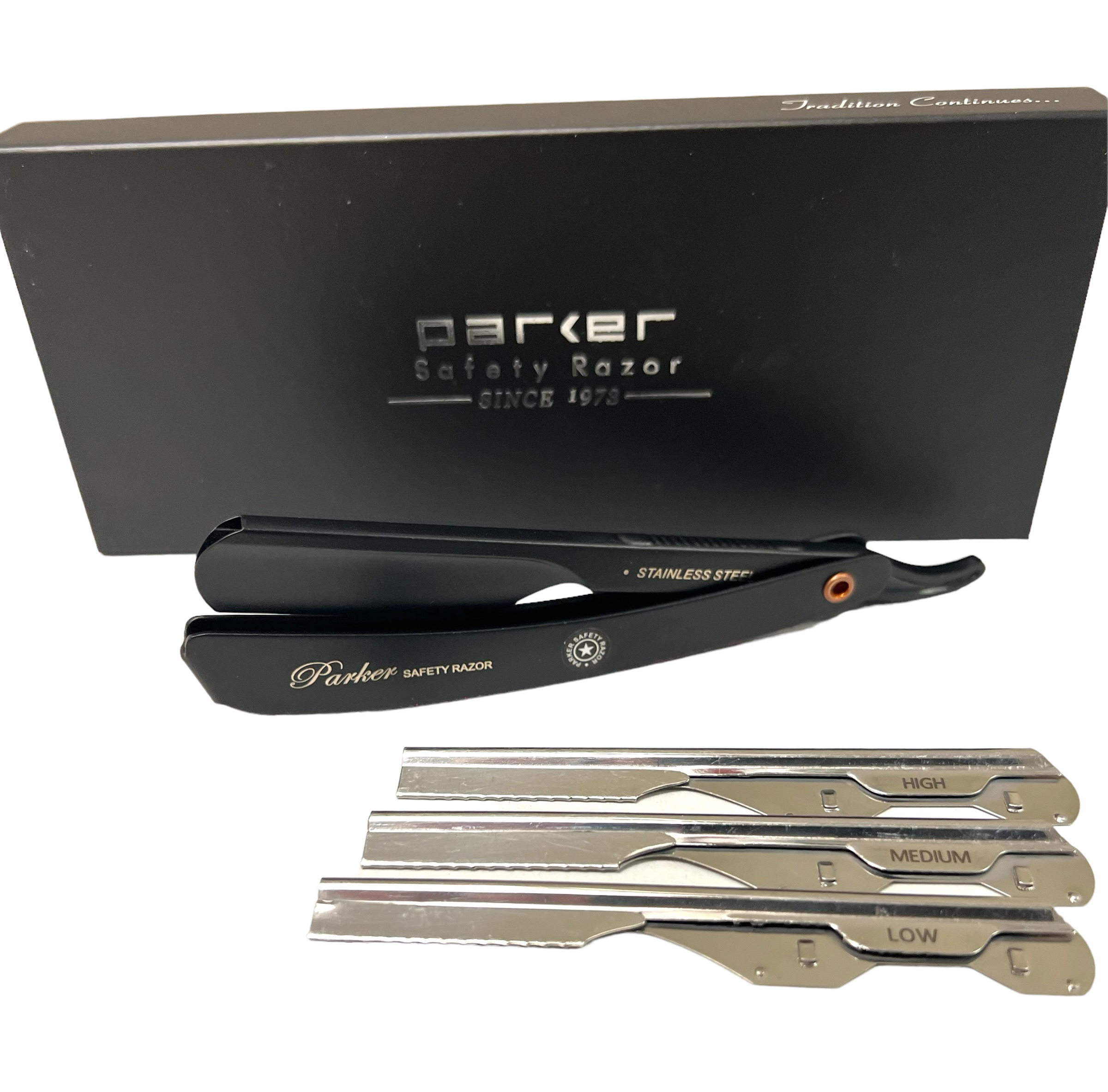 Parker PTABK Adjustable Stainless Black Handle Straight Barber Razor ...