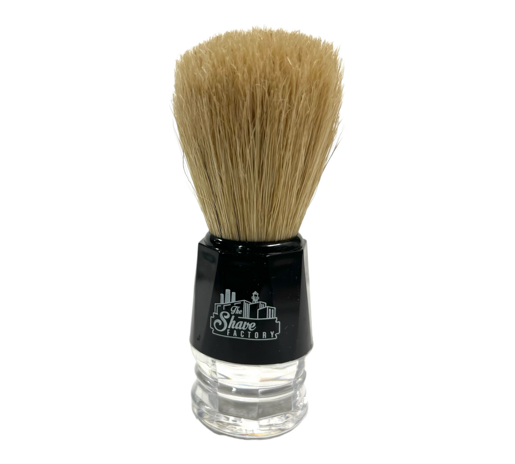 The Shave Factory Shaving Brush, Black & Clear Handle