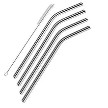 Load image into Gallery viewer, Ever Eco Stainless Steel Straws Bent- 4pk + Brush
