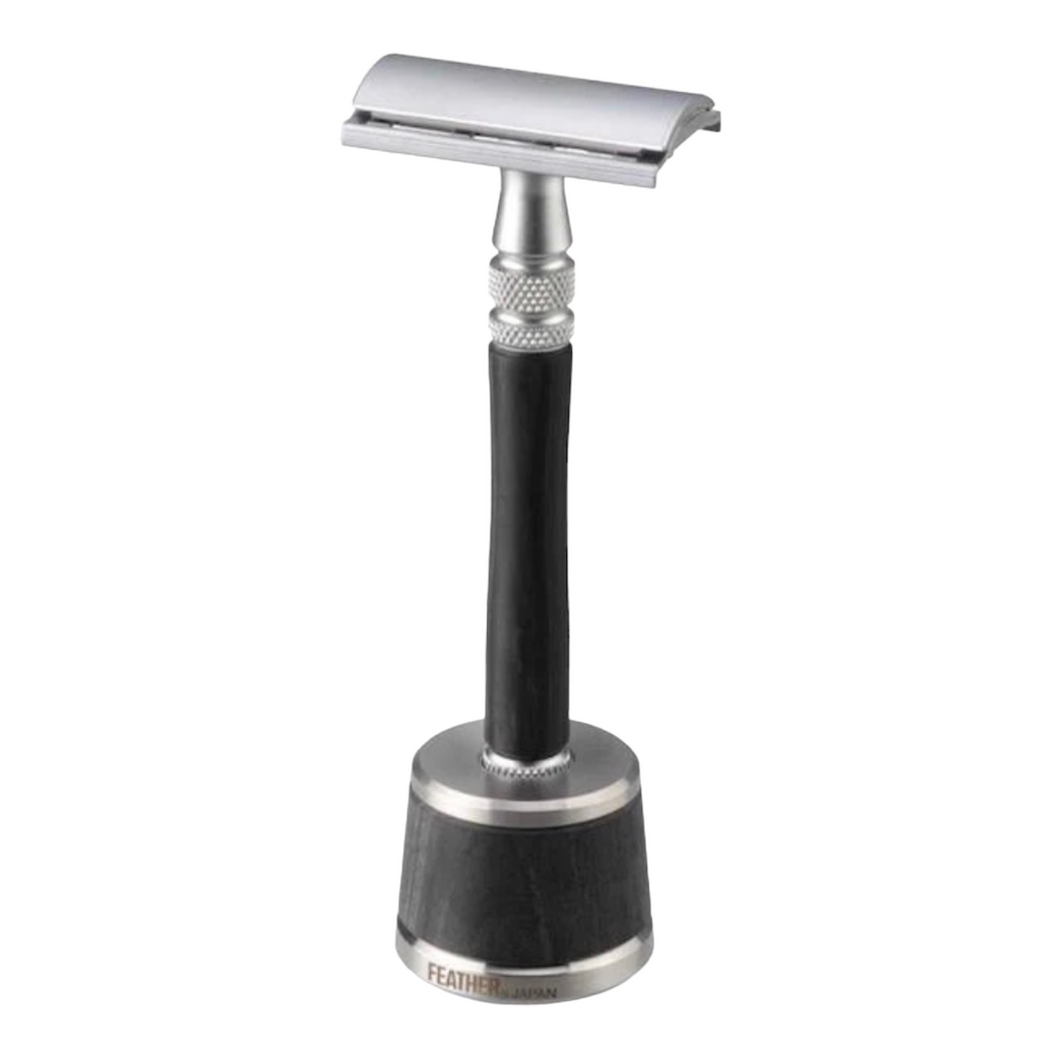 New Feather Wood Handle Stainless Double Edge Razor WS-D2S With Stand