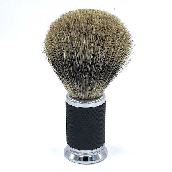 FS Pure Badger Shaving Brush, Black and Chrome Handle