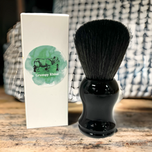Load image into Gallery viewer, Grumpy Rhino Synthetic Bristle Shaving Brush, Black Resin Handle
