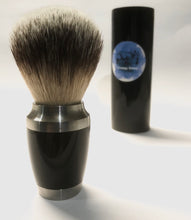 Load image into Gallery viewer, Grumpy Rhino Synthetic Bristle Shaving Brush, Black and Chrome
