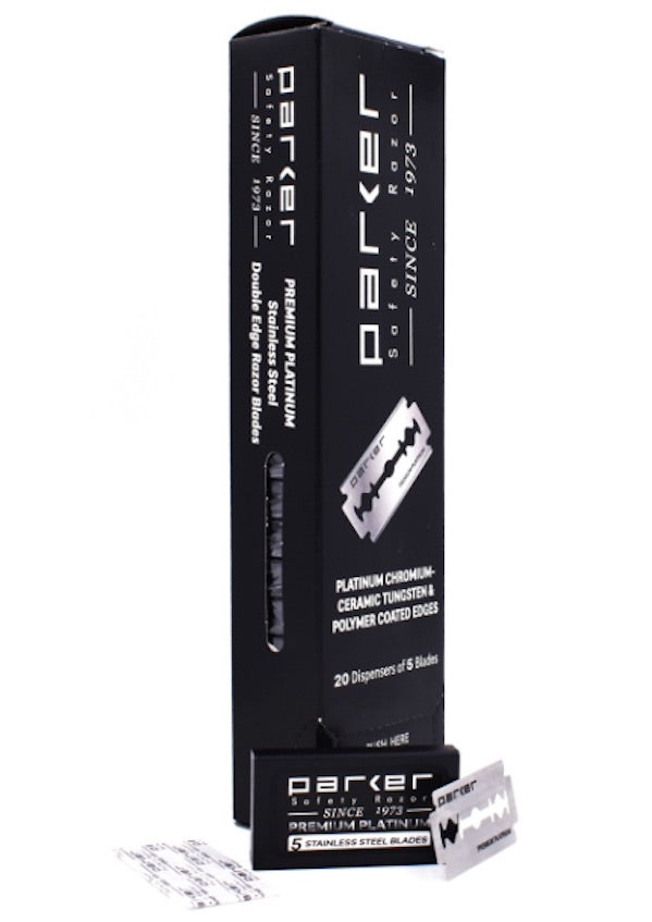**PARKER PREMIUM PLATINUM DOUBLE EDGE SAFETY RAZOR BLADES - 100 Blade Pack**