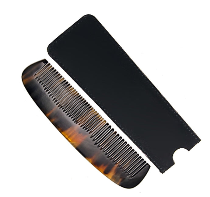 Parker OX Horn Pocket Comb & Leather Case