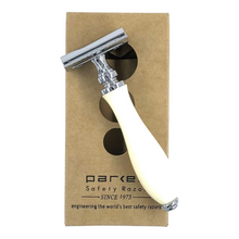 Load image into Gallery viewer, Parker 111W White Resin Handle Three Piece Safety Razor
