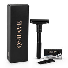 Load image into Gallery viewer, QShave Luxurious BLACK Adjustable Safety Razor and 5 Blades
