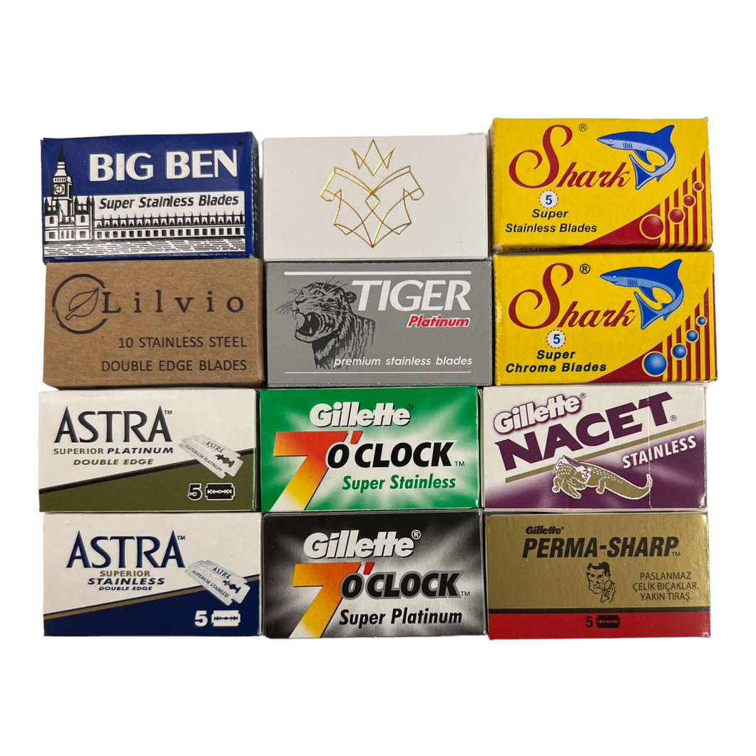 70 Double Edge Razor Blades Sample Pack, Feather, Gillette, Astra ...