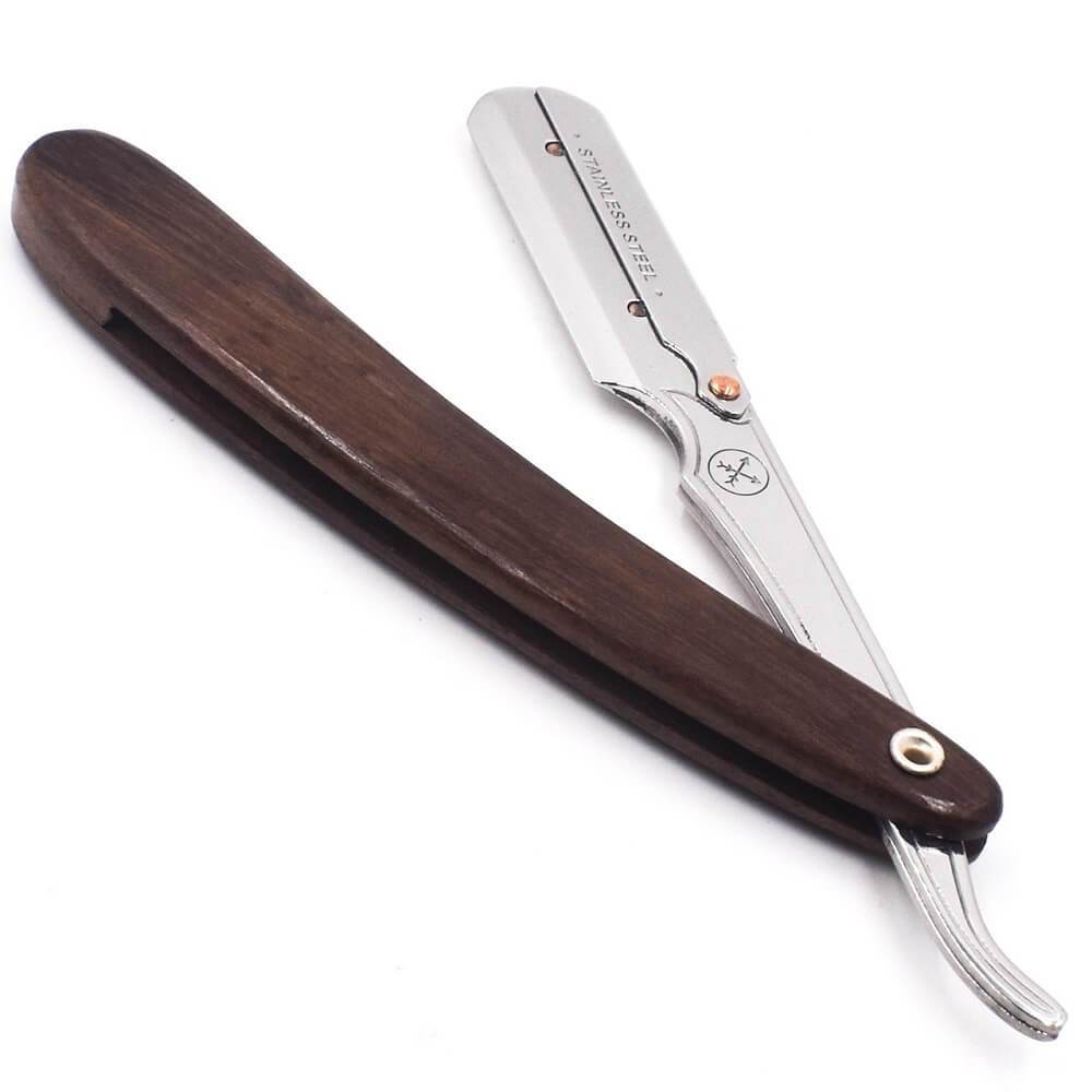 Parker SRDW Dark Sheesham Wood Clip Type Straight Barber Razor
