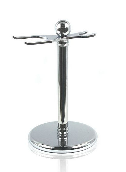 Chrome Shaving Brush and Safety Razor Stand